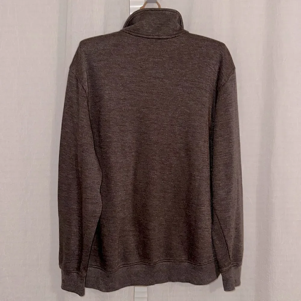Van Heusen L Cotton Blend Brown Quarter Zip Knit  Mock Neck Sweater